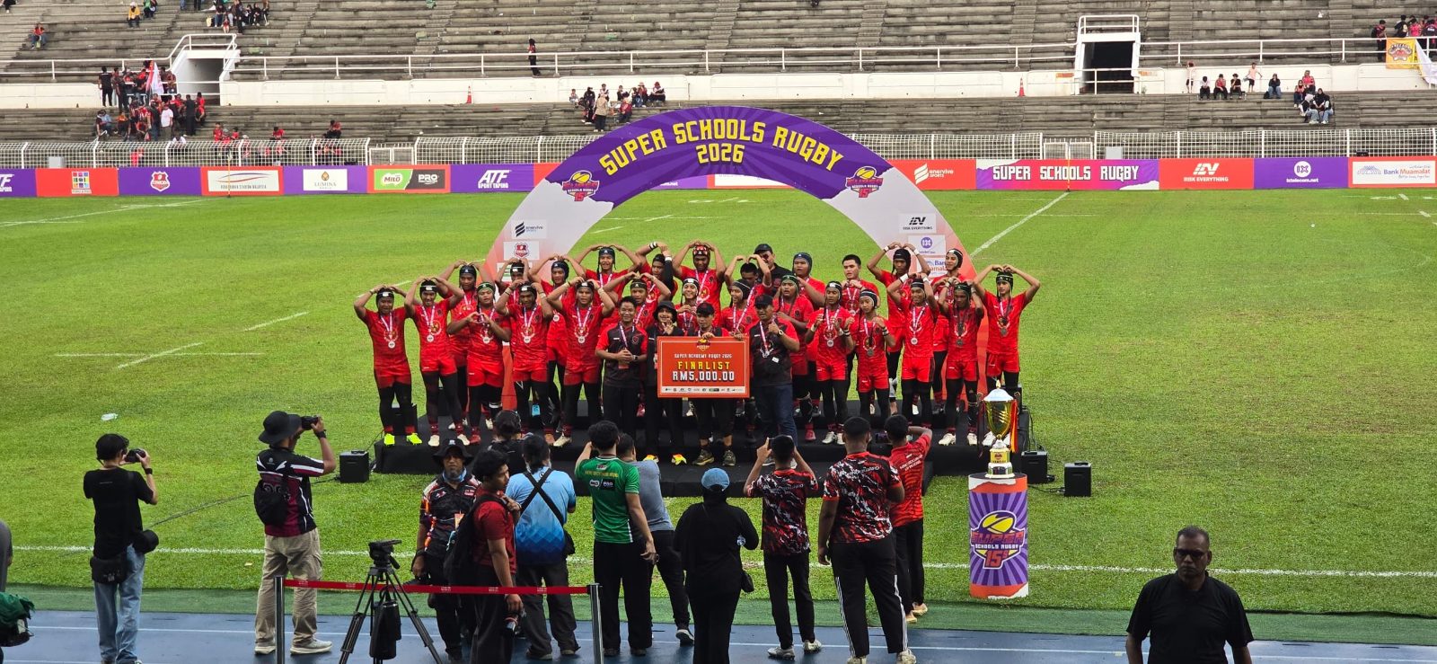 The team celebrating as finalists, Super Schools Rugby 2026